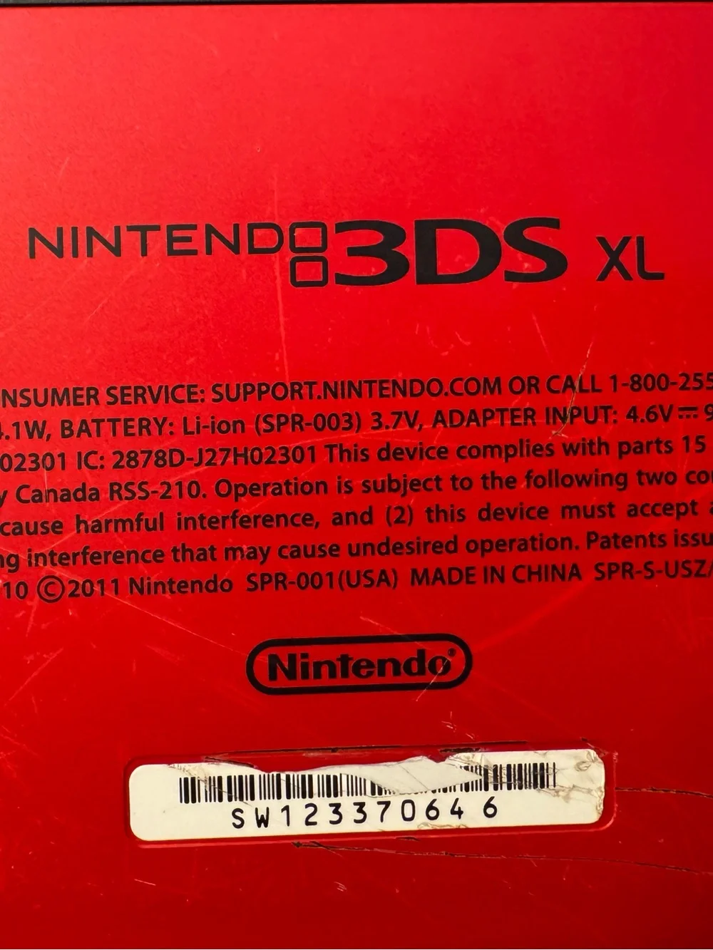 Nintendo 3DS XL Handheld Console Red + Charger W/SD Card Tested- ( Read